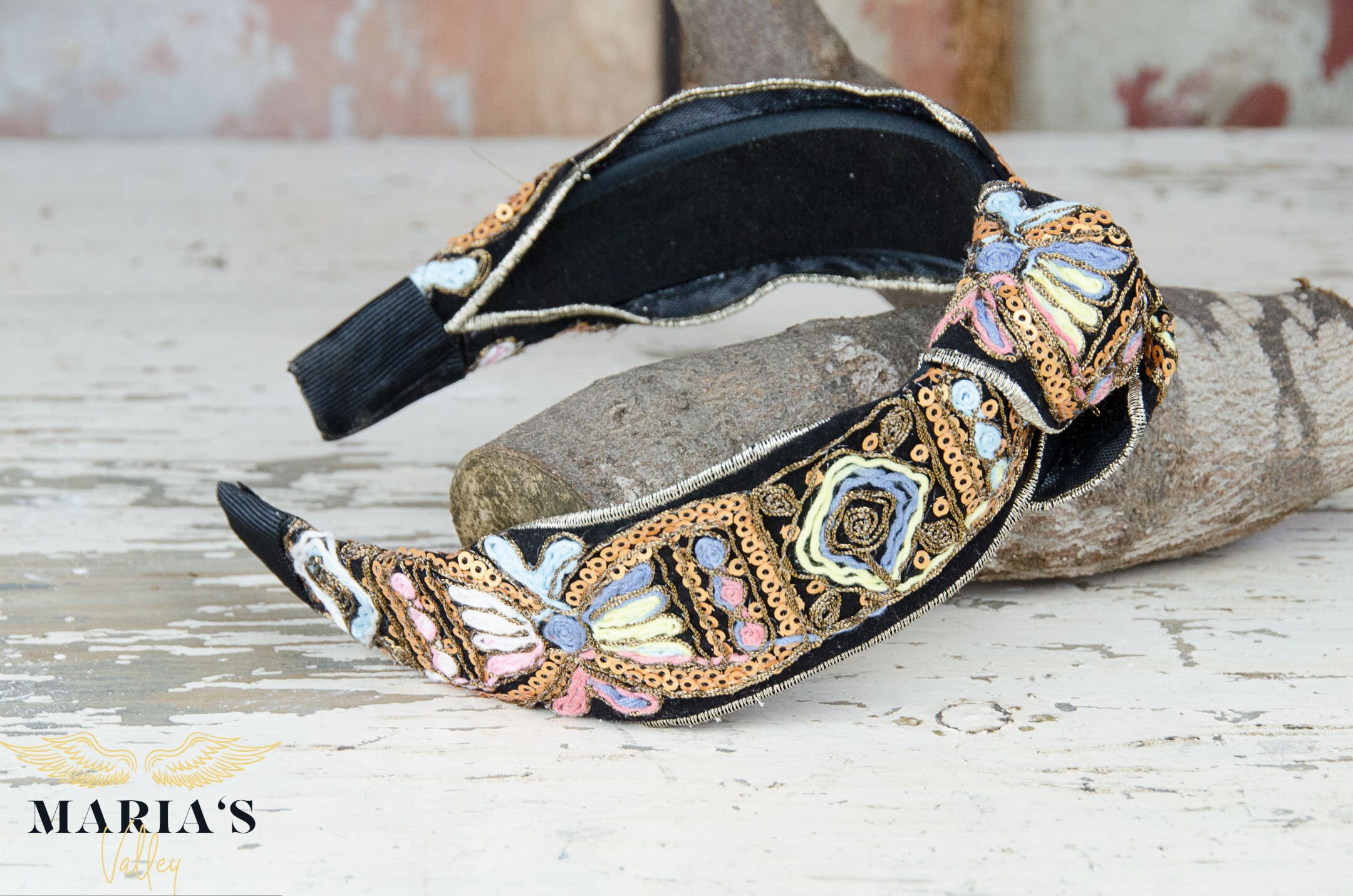 Top Knot Headbands Embroidered Headband Comfortable Wide Etsy