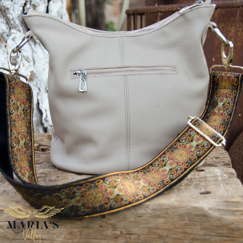 Crossbody Leather Bag With Guitar Strap, Guitar Strap Purse, Wide ...
