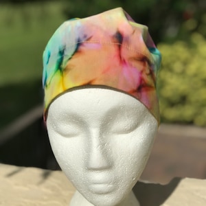 WATERCOLORS FABRIC-Woman surgical cap for doctor w/free buttons,vet scrub hat,nurse,laser tech,dermatologist,med,lab,X-ray tech,chef