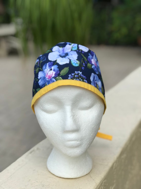LARGE BLUE Flowersfemale Surgical Cap for Doctorplastic Etsy