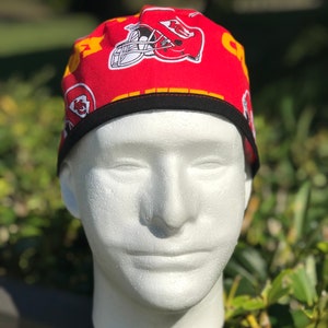 NFL Kansas City CHIEFS-Scrub hat for plastic surgeon w/ sweat band,ER nurse,X-ray tech,medical tech,dentist cap,hygienist,chef & baker hat !
