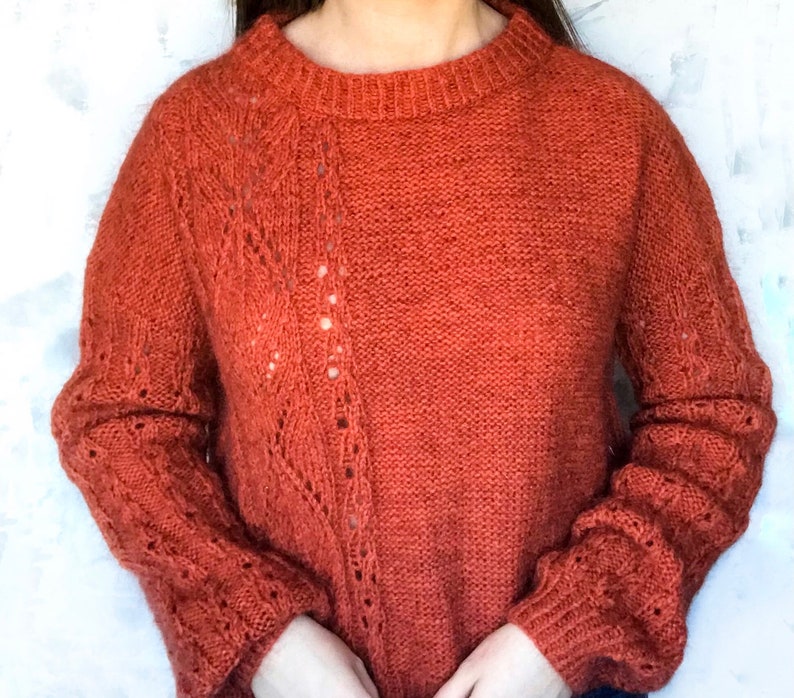 lacy sweater Oversized mohair wool hand knit sweater for women Long sleeve outwear Cottagecore sweater