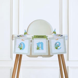One Lucky Duck High Chair Banner, Personalized Boy's 1st & 2nd Birthday Decorations
