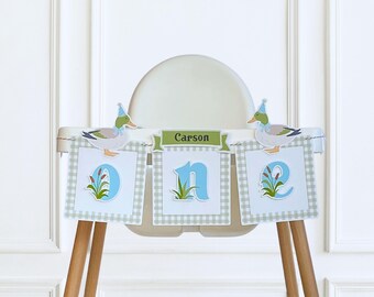 One Lucky Duck High Chair One Banner, Personalized 1st & 2nd Birthday Decor