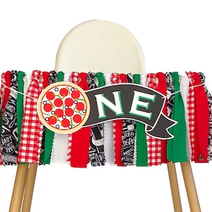 Pizza 1st Birthday Highchair Banner, Italian Theme Party Garland