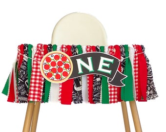 Pizza 1st Birthday Highchair Banner, Italian Theme Party Garland
