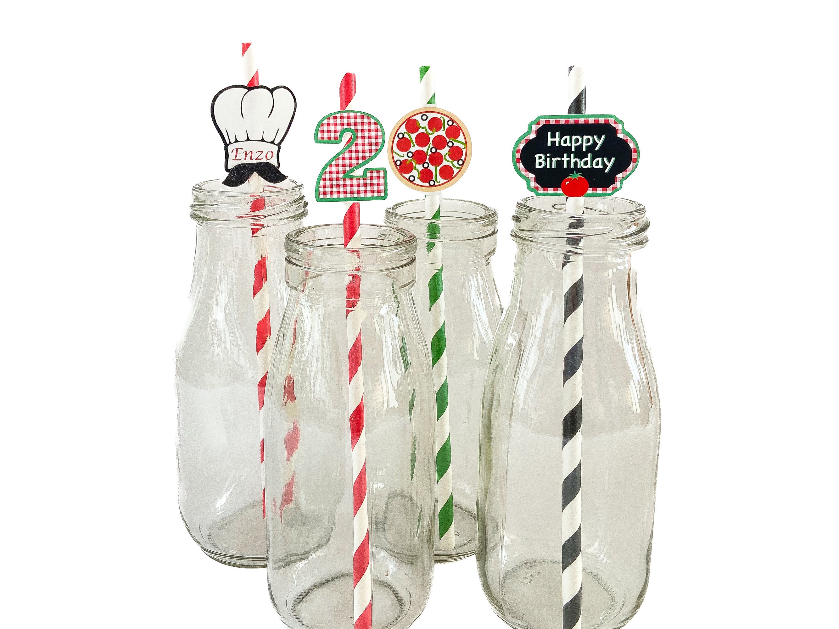 Italian Theme Party Straws Set of 12, Chef Hat Straws, Pizza Party First  Birthday, Itailian Restaurant Party Decorations, Personalized 