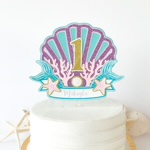 Mermaid Under the Sea Cake Topper, Shell Theme Cake Topper ...
