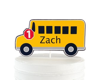 School Bus Cake Topper:  Personalized Yellow Bus Birthday Party Decor
