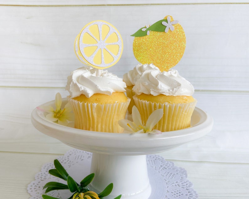 Lemon Cupcake Toppers Set of 12 Fruit Theme First Birthday Etsy