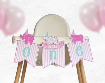 Animal Circus Cookie High Chair Banner: Personalized First Birthday Party Decor