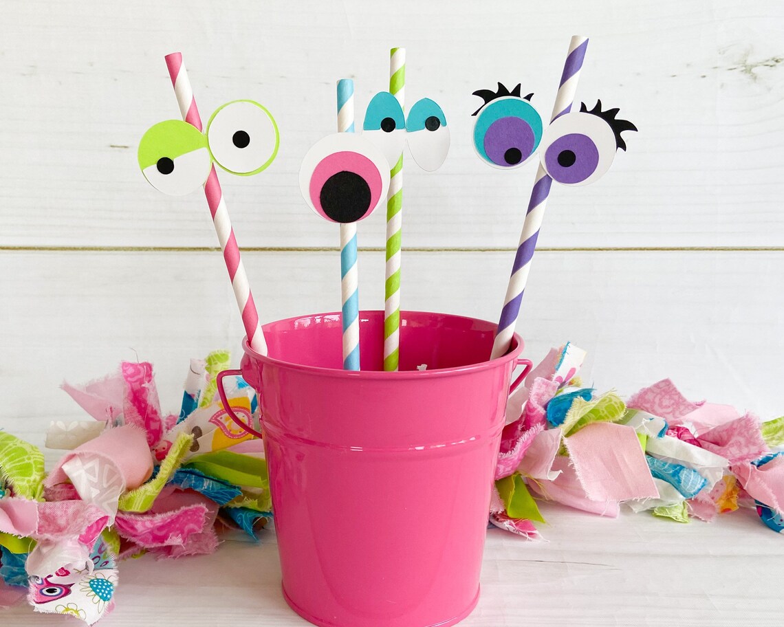 Monster Eyes Party Straws Set of 12 Googley Eye Party Etsy