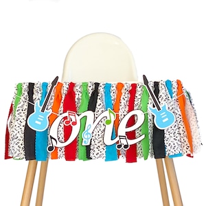 Music First Birthday Highchair Banner: Guitar Theme Party Decor