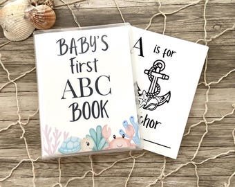 Libro para colorear del abecedario bajo el mar, actividad para baby shower, primer libro para bebé (IMPRESIÓN)