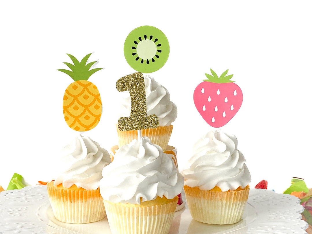 Sweet One First Birthday Cupcake Topper Set of 12, Fruit Theme 1st ...