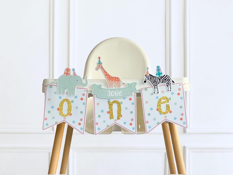 Personalized Party Animal High Chair Banner: 1st or 2nd Birthday Decor image 1
