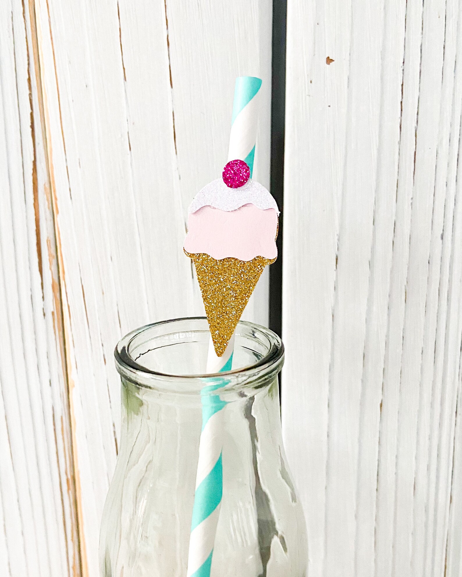 Ice Cream Set of 12 Party Straws Ice Cream Shoppe Birthday Etsy
