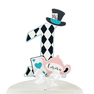 Personalized Alice in Wonderland Cake Topper: Birthday Party Decoration