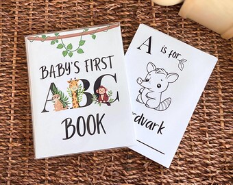 Safari/Jungle ABC Coloring Book, Baby Shower Activity, Baby's First Book (PRINTED)