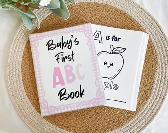 Gingham ABC Coloring Book, Baby Shower Activity, Baby's First Book (PRINTED), Personalized Keepsake