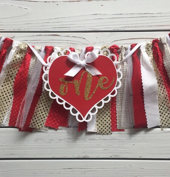 Valentines First Birthday Valentine Highchair Banner Little Etsy