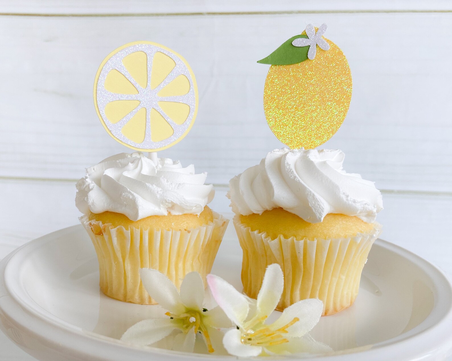 Lemon Cupcake Toppers Set of 12 Fruit Theme First Birthday Etsy