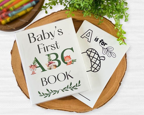 Woodland ABC Coloring Book, Baby Shower Activity, Baby's First Book (PRINTED)