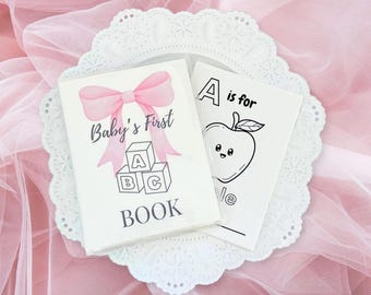 Pink Bow ABC Coloring Book, Girl Baby Shower Activity, Baby's First Book (PRINTED)