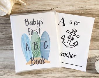 Baby on Board ABC Coloring Book, Beach Theme Shower Activity, Baby's First Book (PRINTED)