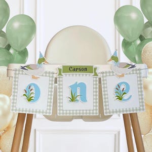 One Lucky Duck High Chair Banner, Personalized Boy&#39;s 1st & 2nd Birthday Decorations