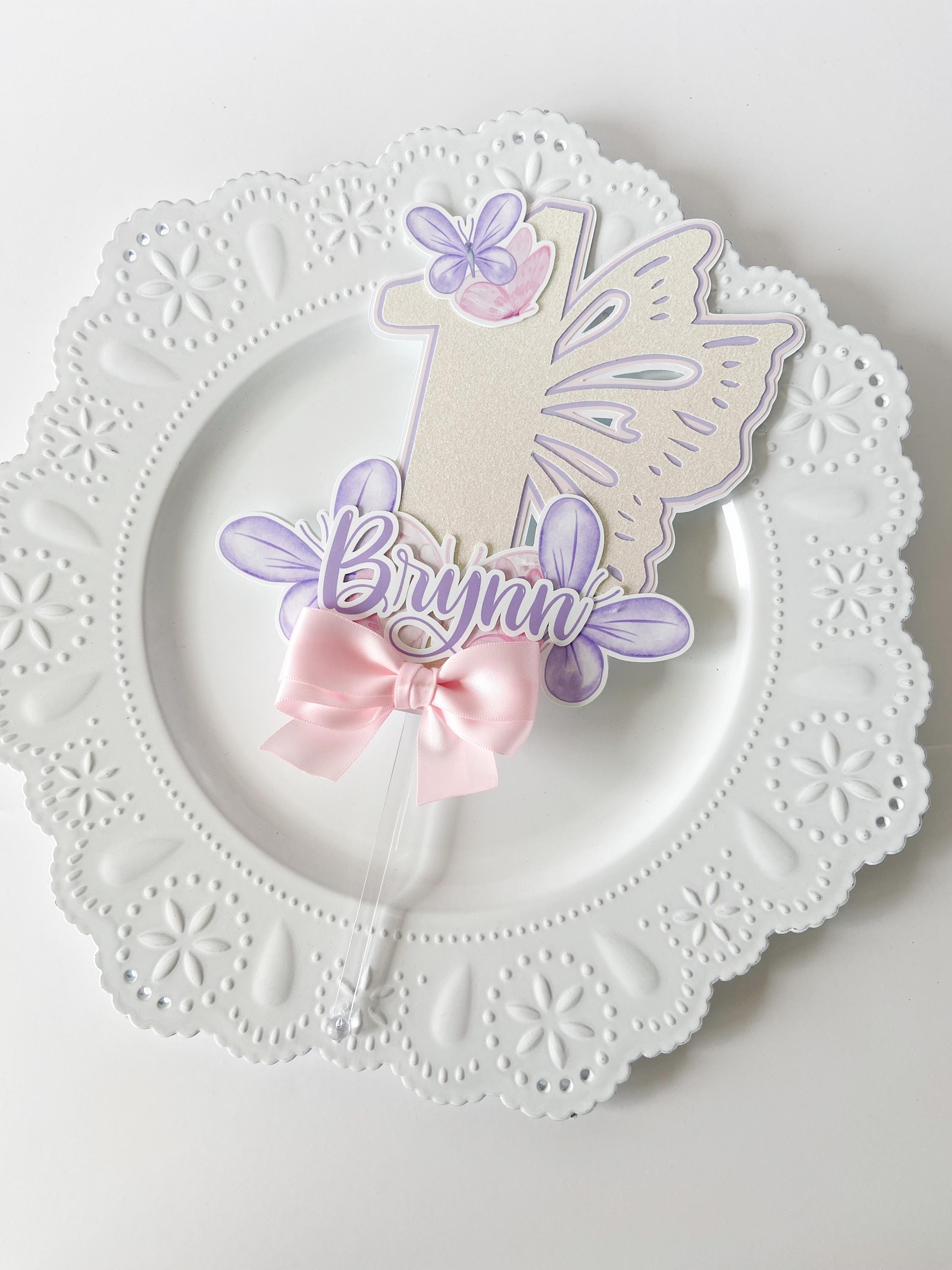 Buutterfly Topper Butterfly Birthday Cake Topper With Bow, Personalized With Name and Any ...