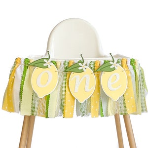 Lemon First Birthday High Chair Banner, Lemonade 1st Birthday One Garland, Fruit Theme Party Decorations