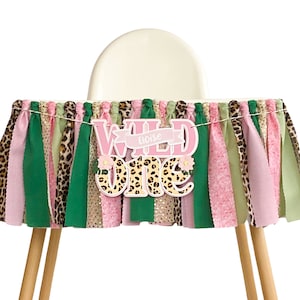 Wild One High Chair Banner, Safari Jungle First Birthday, Banner with Name, Animal Theme One banner, Girl 1st Birthday