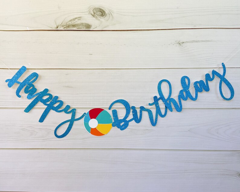 Happy Birthday Summer Banner Pool Theme Birthday Banner | Etsy