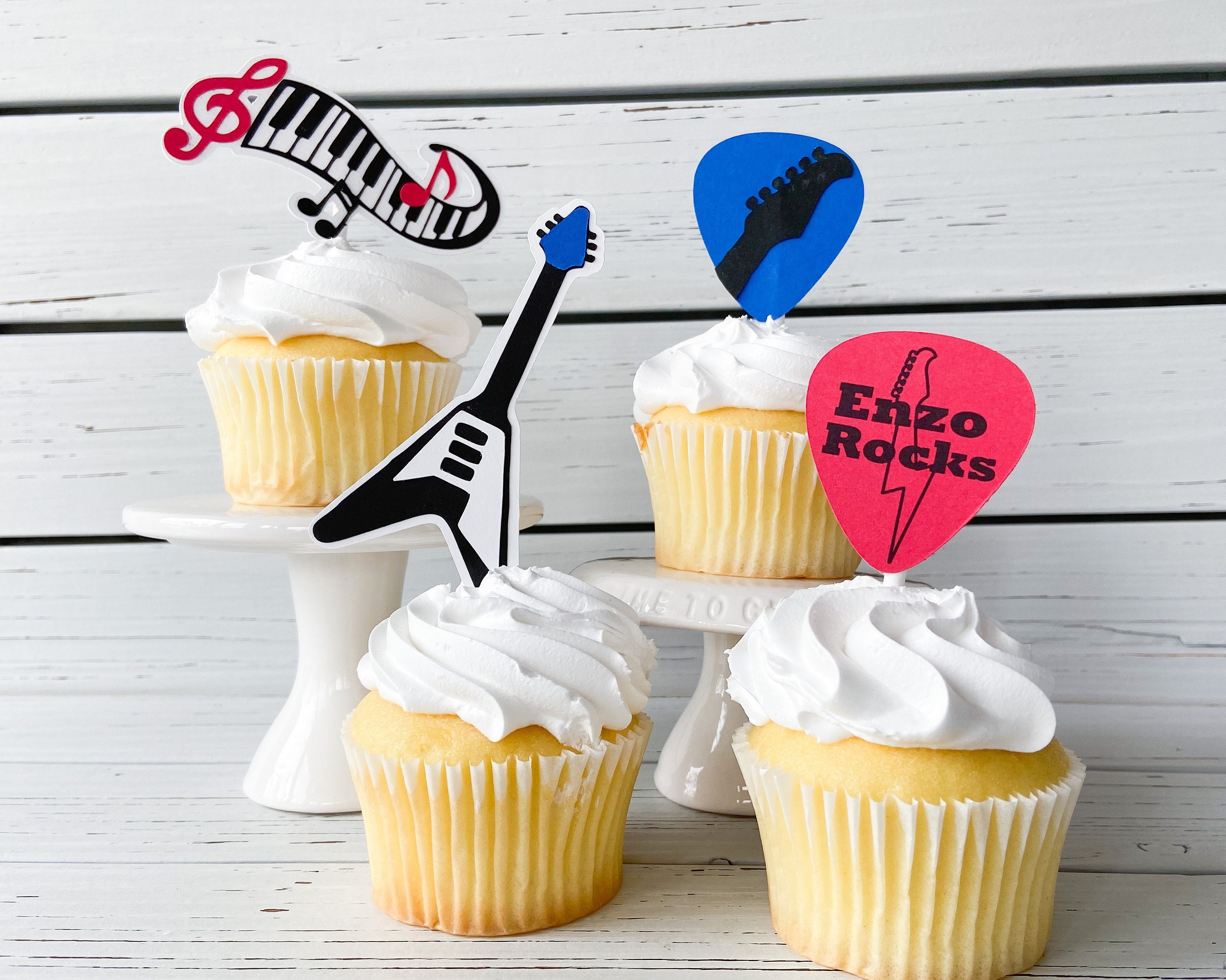 Rock N' Roll Cupcake Toppers Set of 12 Rock Star 1st Etsy