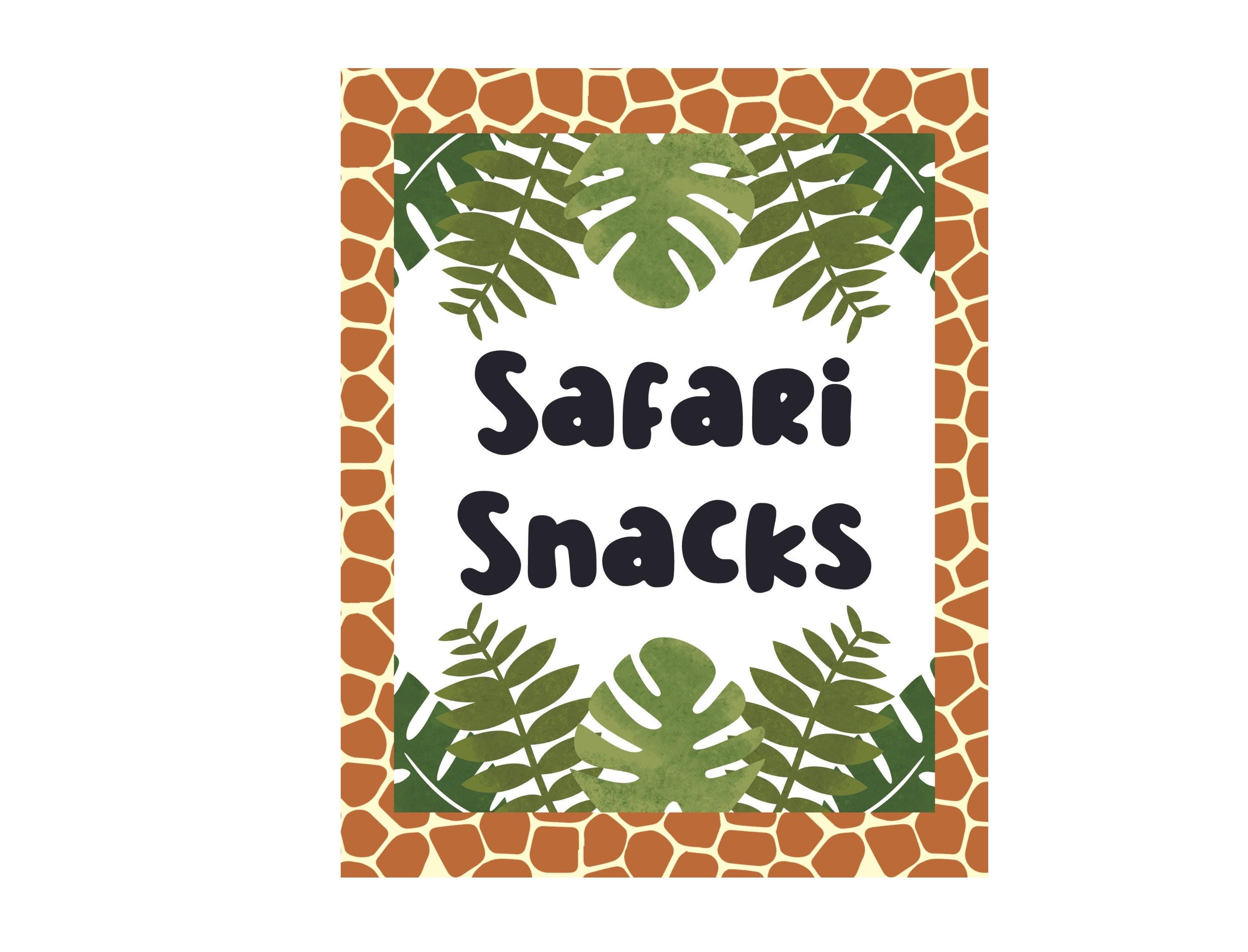 Printed 8 X 10 Safari Snacks Sign, Ready to Ship Safari Theme Table ...