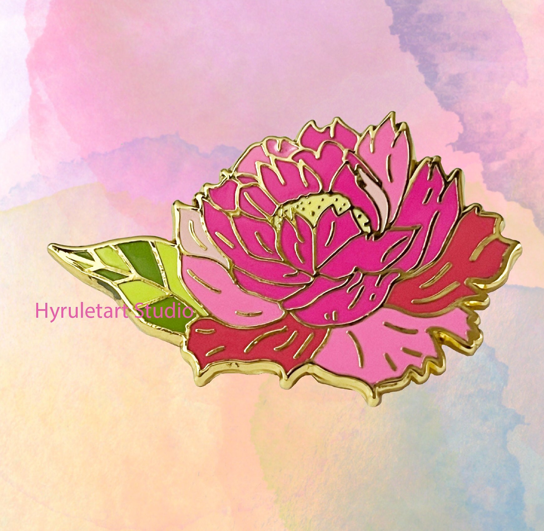 Pink Peony Flower, Glitter or Gloss, Original Design/art, Hard