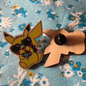 Pocket Monster Sunglasses Electric Mouse Wood Pin