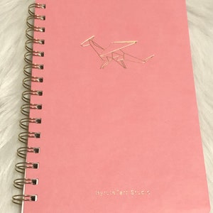 Gold Foil Origami Dragon, Spiralbound Notebook, Original Art