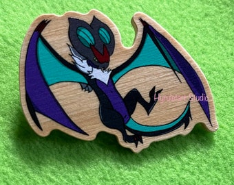 Pocket Monster Noivern Bat Wood Pin