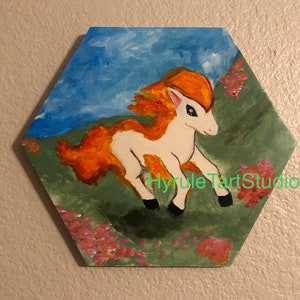 Ponyta, the Fire Horse, Painting on wood panel