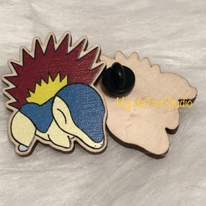 Pocket Monster Cyndaquil Chikorita and Totodile Wood Pins