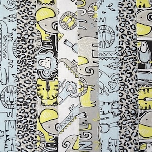 Jungle Friends 10 Jelly Roll Strips Cotton Patchwork Fabric x 22 inch long