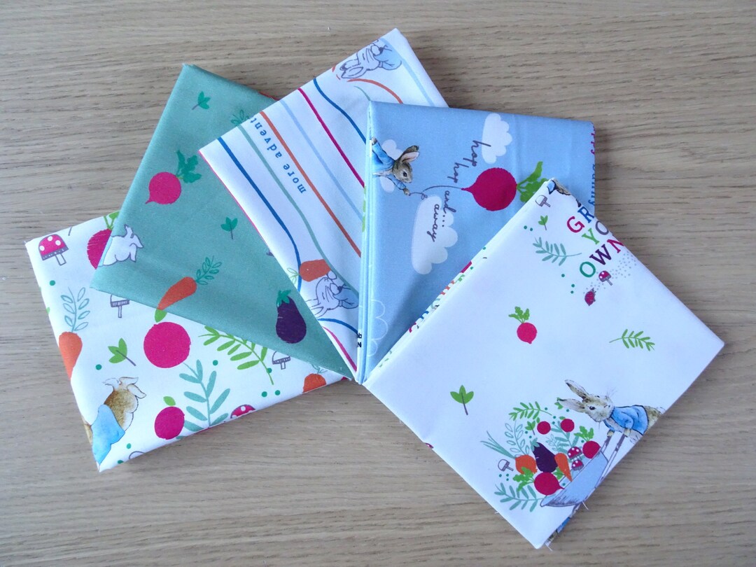 Peter Rabbit Home Grown 5 Fat Quarter Bundle 100 Cotton Etsy