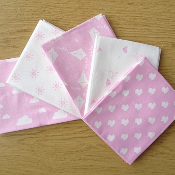 Nursery Basics Pink 5 Fat Quarter Bundle 100% Cotton Patchwork Fabric