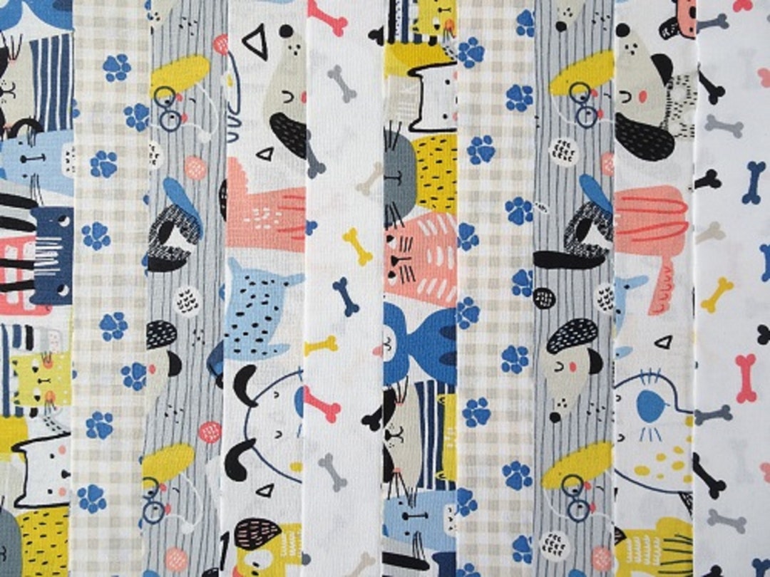Cats & Dogs 20 Jelly Roll Strips 100% Cotton Patchwork Fabric X 22 Inch ...