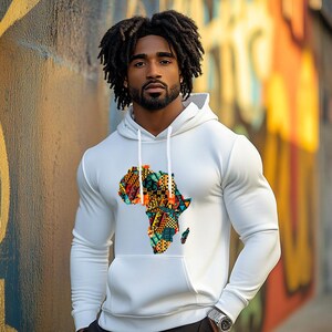 Weißer Afrika Landkarte Kente muster Style 202 - Herren Kapuzenpullover