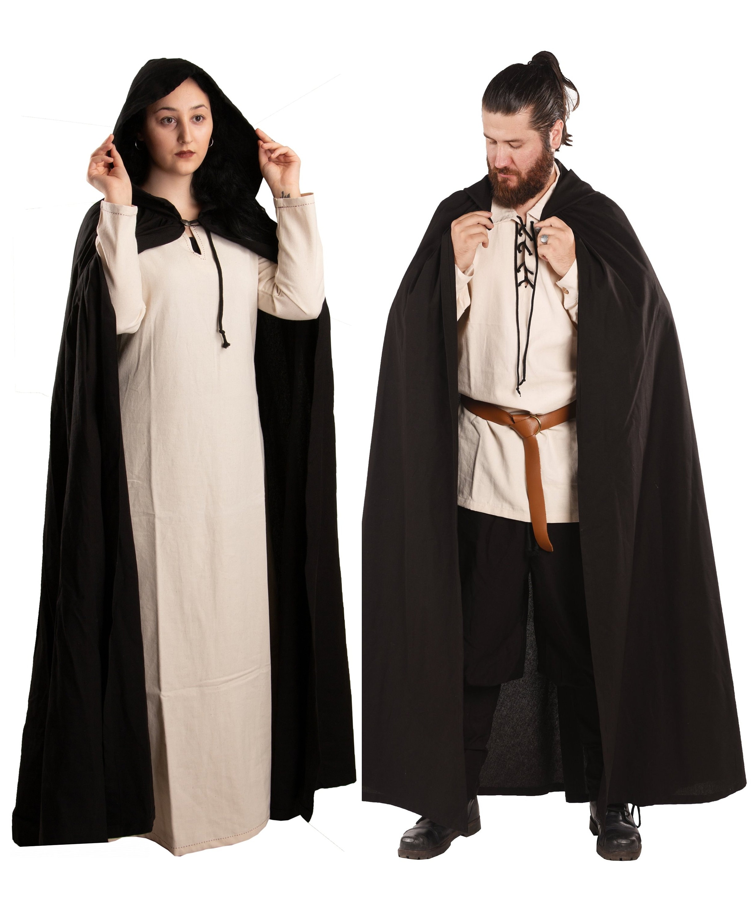Medieval-Pagan-Gothic-Cosplay-Larp-FULL LENGTH BROWN HOODED CLOAK 