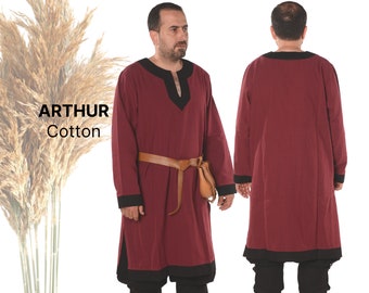bycalvina - ARTHUR Cotton Canvas Tunic - S-------6XL  - Medieval Larp  Viking Renaissance Long Sleeve Tunic