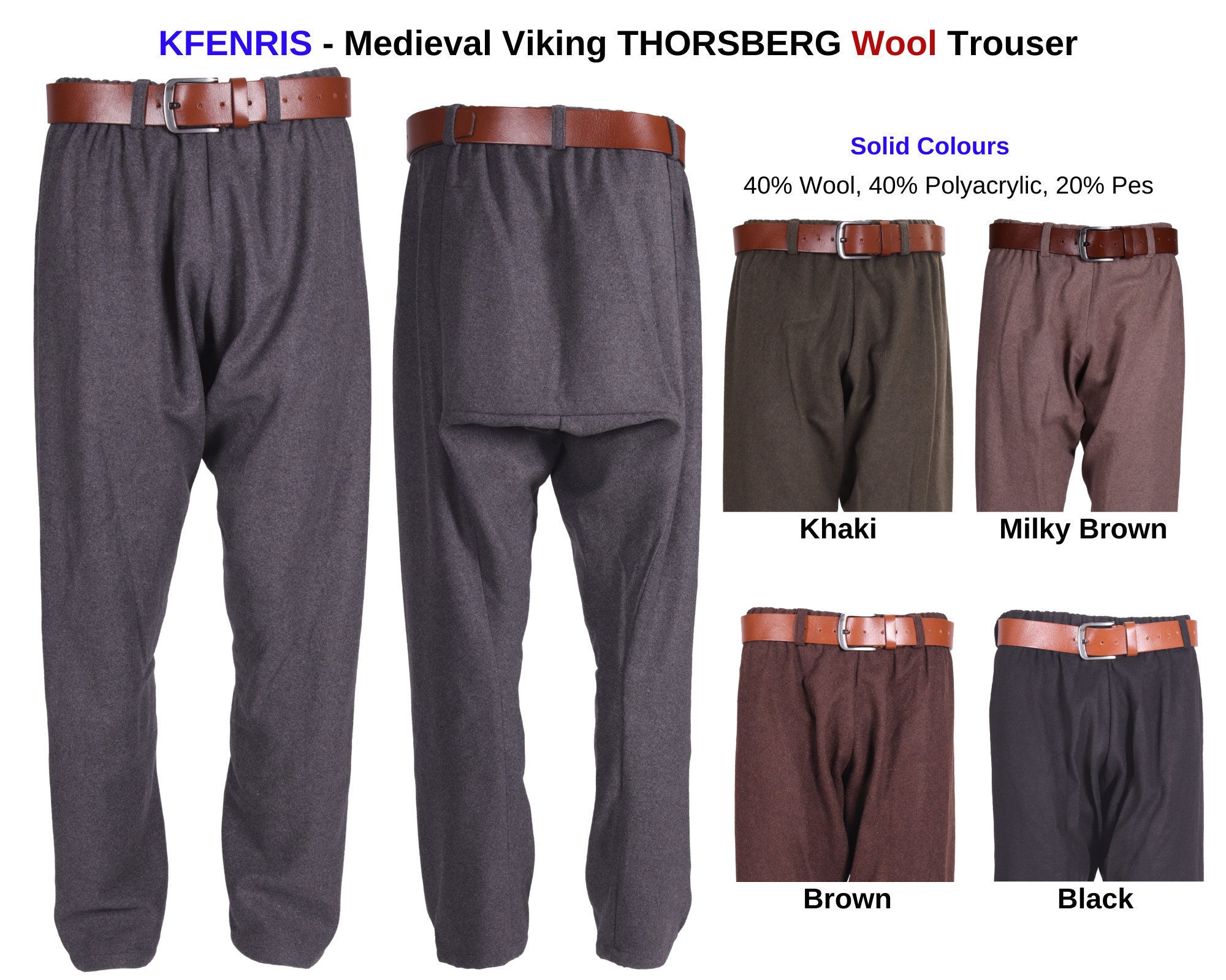 Bycalvina KFENRIS Wool Thorsberg Trouser Medieval Viking - Etsy